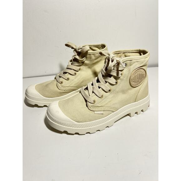 Palladium France NEW Natural Canvas Hi Top Sneaker Shoe Boot Size 6.5 US 37.5 EU - Picture 1 of 9